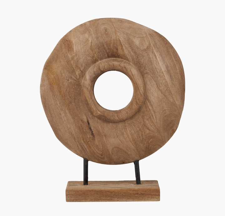 Natural Handcarved Mango Wood Circular Ornament