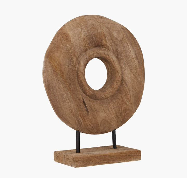 Natural Handcarved Mango Wood Circular Ornament
