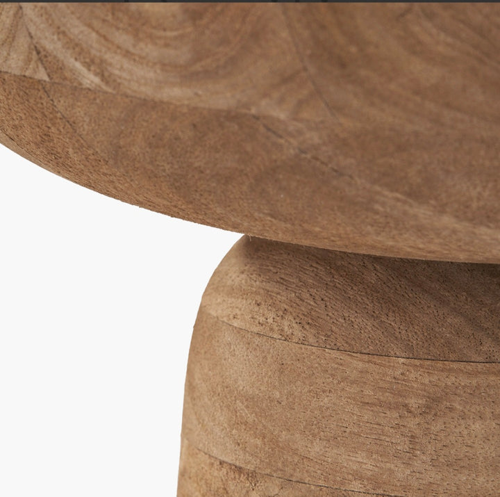Natural Handcarved Mango Wood Bowl with Raised Base