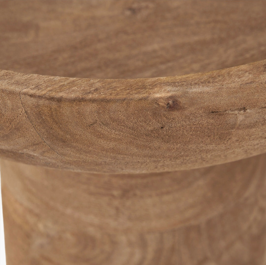 Natural Handcarved Mango Wood Bowl with Raised Base