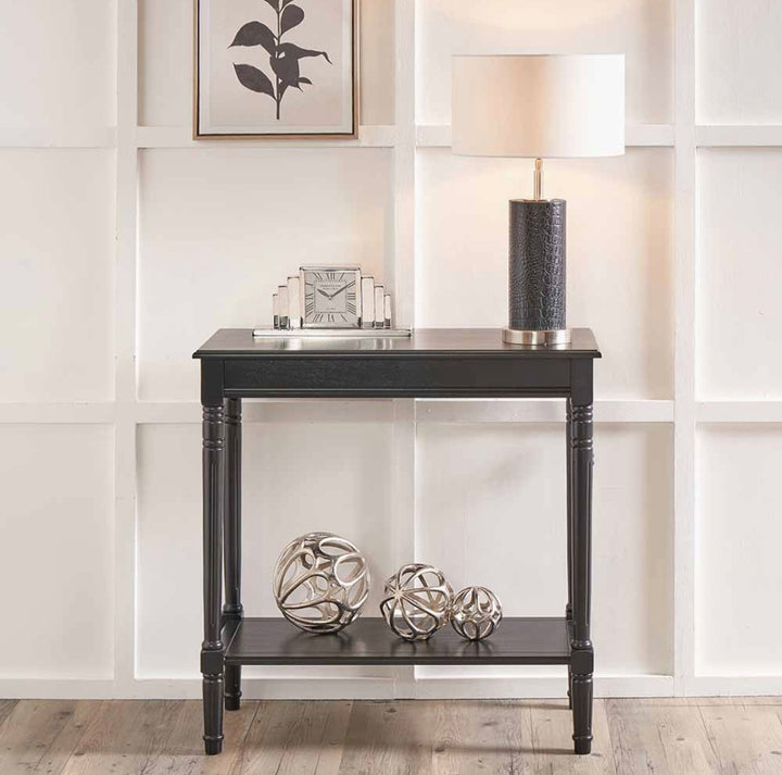 Heritage Black Pine Wood Console Table