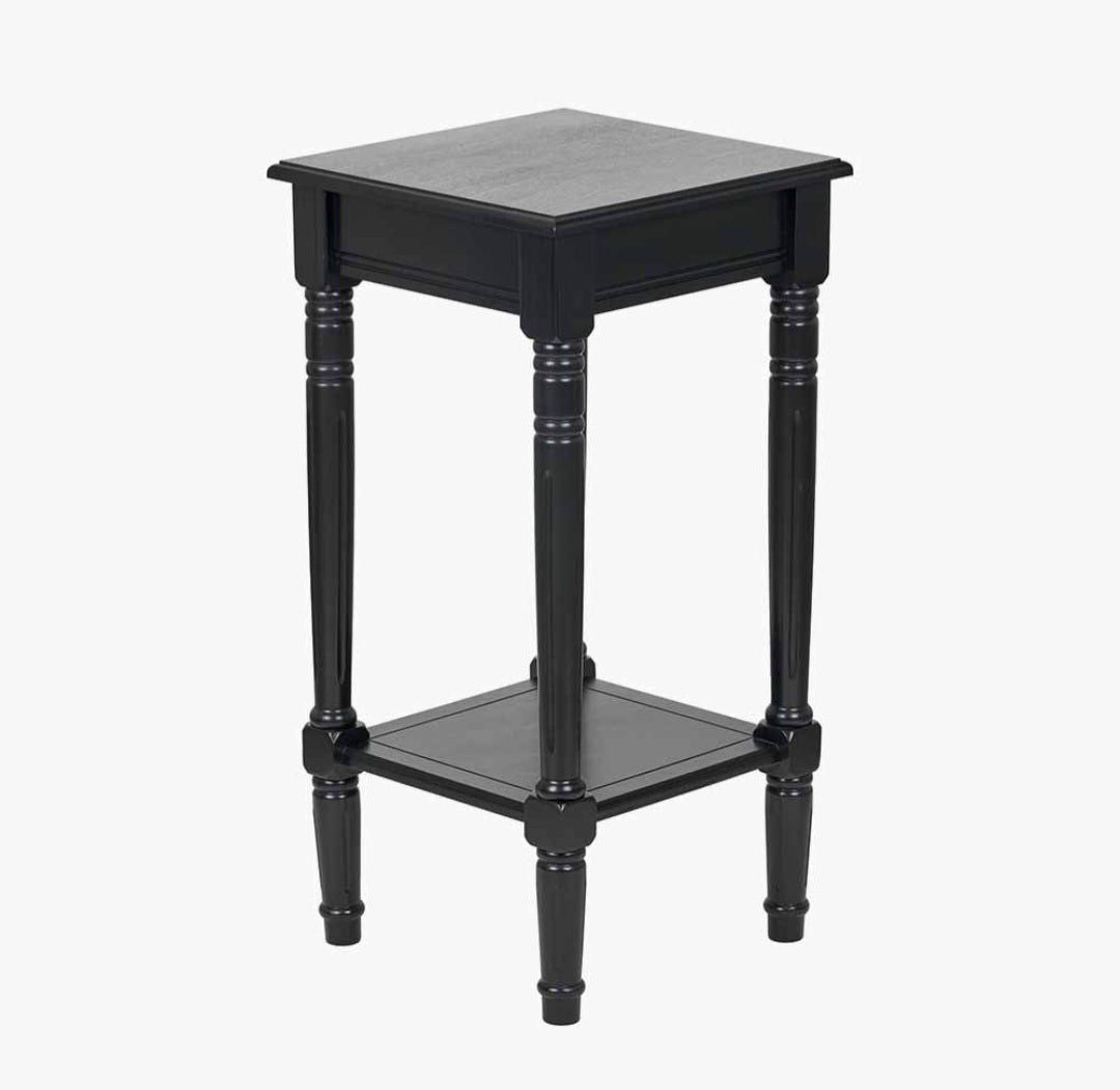 Heritage Black Pine Wood Accent Table