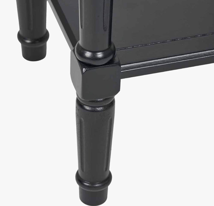 Heritage Black Pine Wood Accent Table