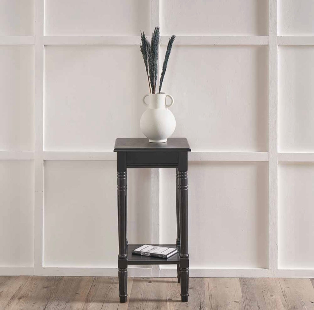 Heritage Black Pine Wood Accent Table