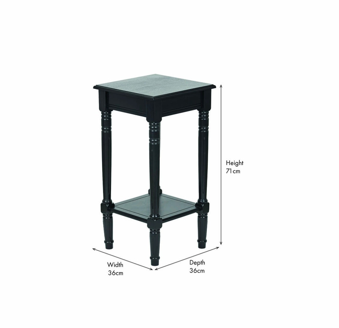 Heritage Black Pine Wood Accent Table