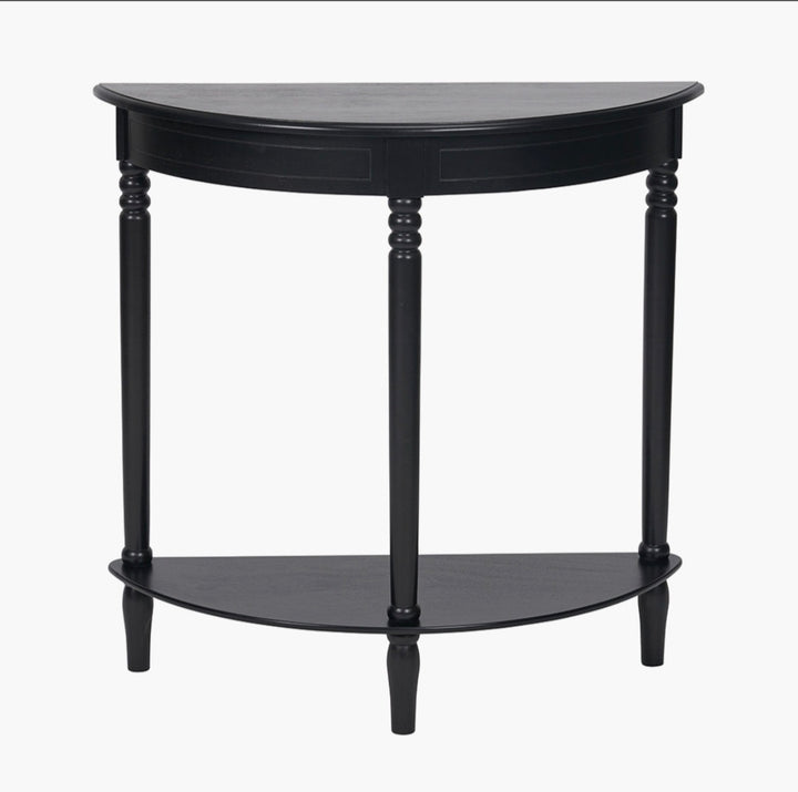 Heritage Black Pine Wood Half Moon Console Table