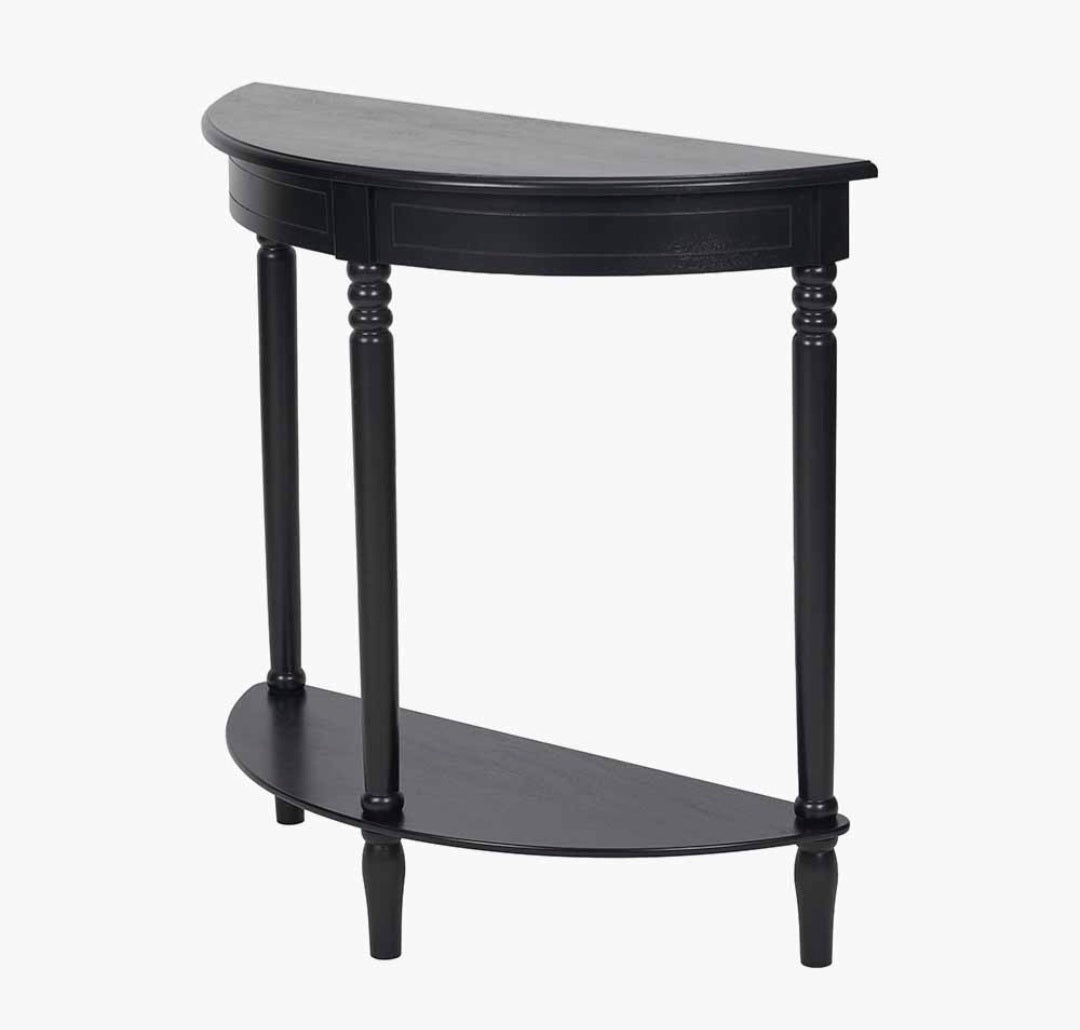 Heritage Black Pine Wood Half Moon Console Table