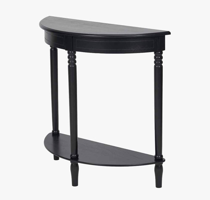 Heritage Black Pine Wood Half Moon Console Table