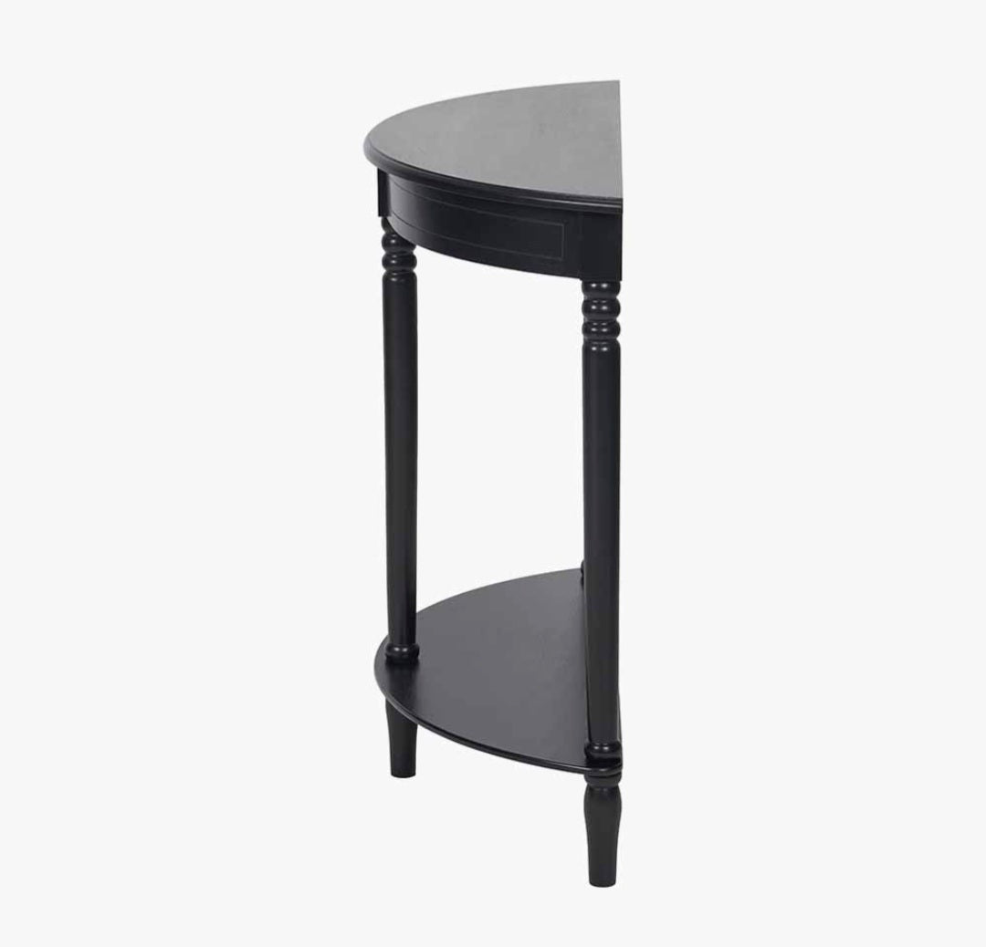 Heritage Black Pine Wood Half Moon Console Table