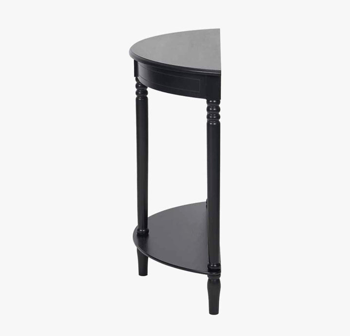 Heritage Black Pine Wood Half Moon Console Table