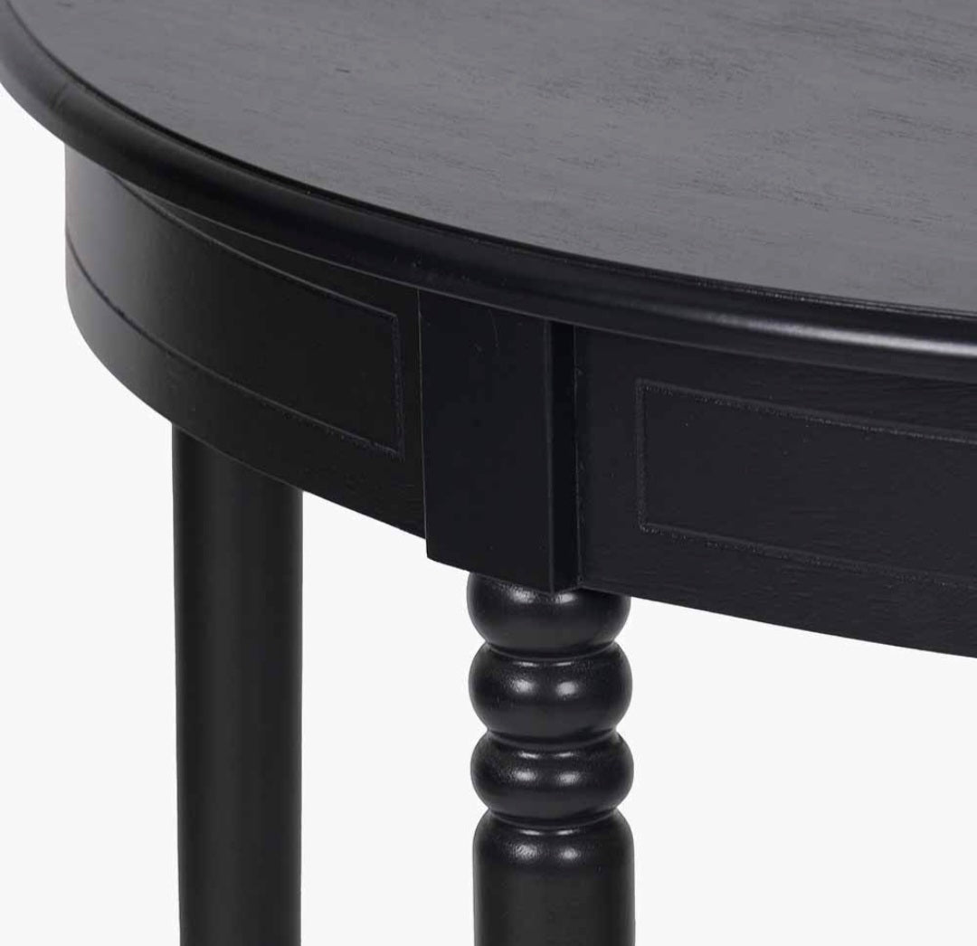 Heritage Black Pine Wood Half Moon Console Table