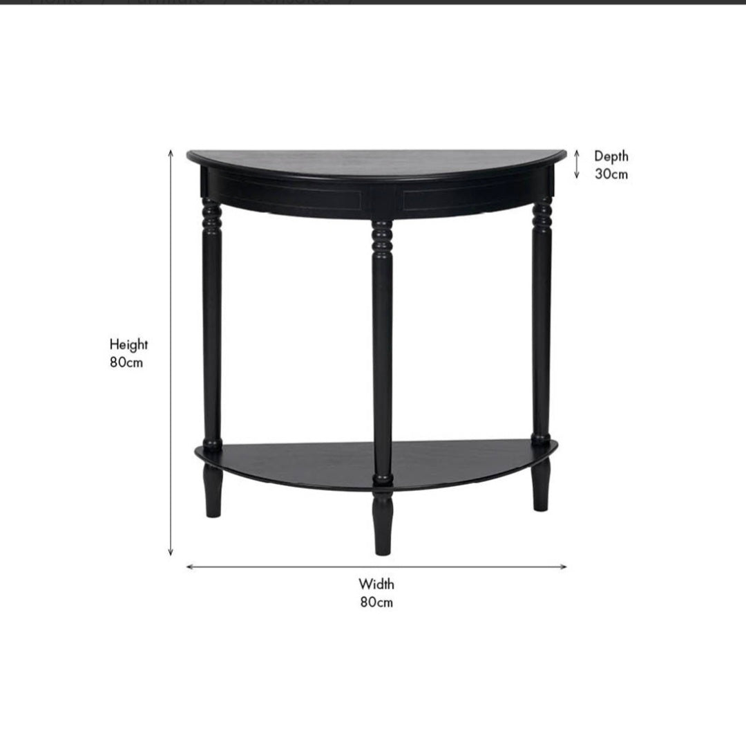 Heritage Black Pine Wood Half Moon Console Table