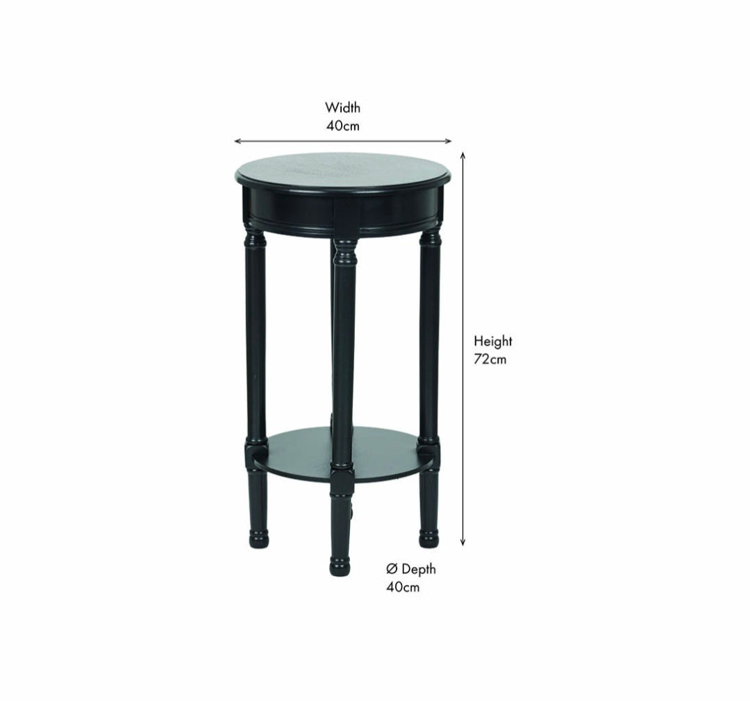 Heritage Black Pine Wood Round Accent Table
