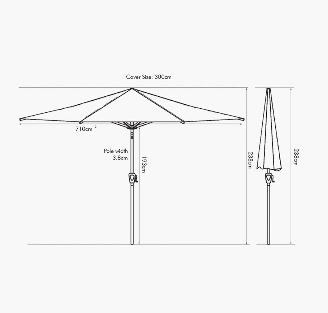 Riva 3m Round Anthracite Parasol