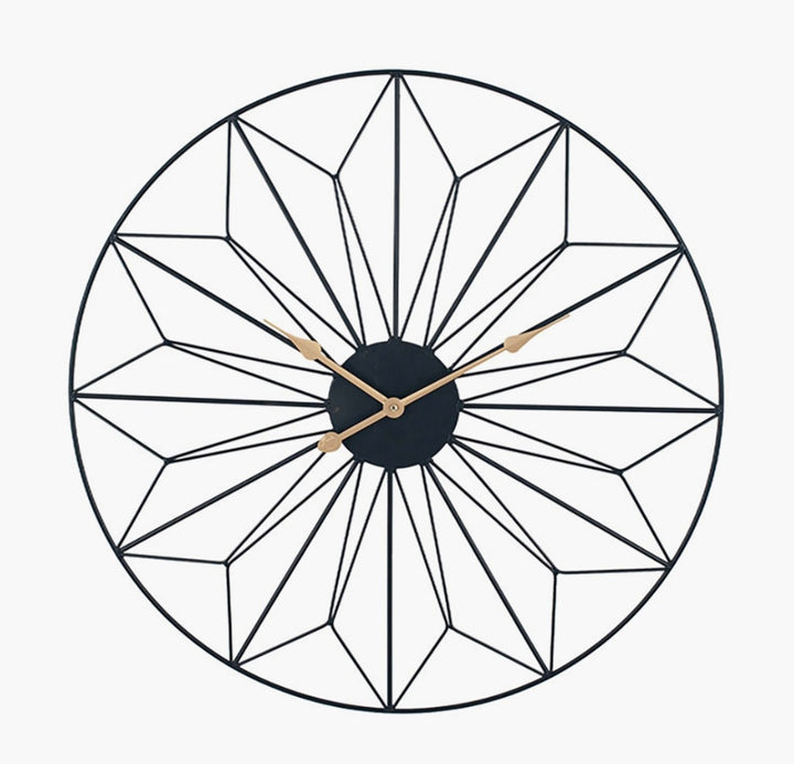 Black Metal Geo Design Round Wall Clock
