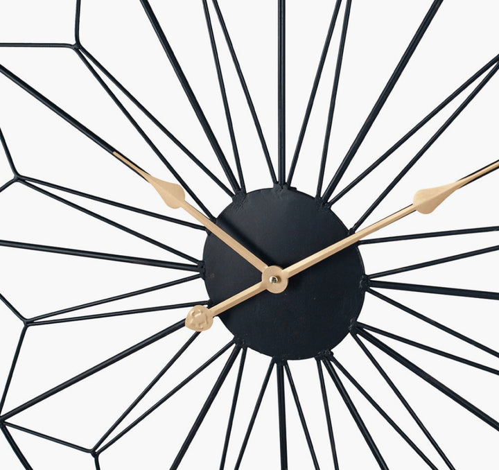 Black Metal Geo Design Round Wall Clock