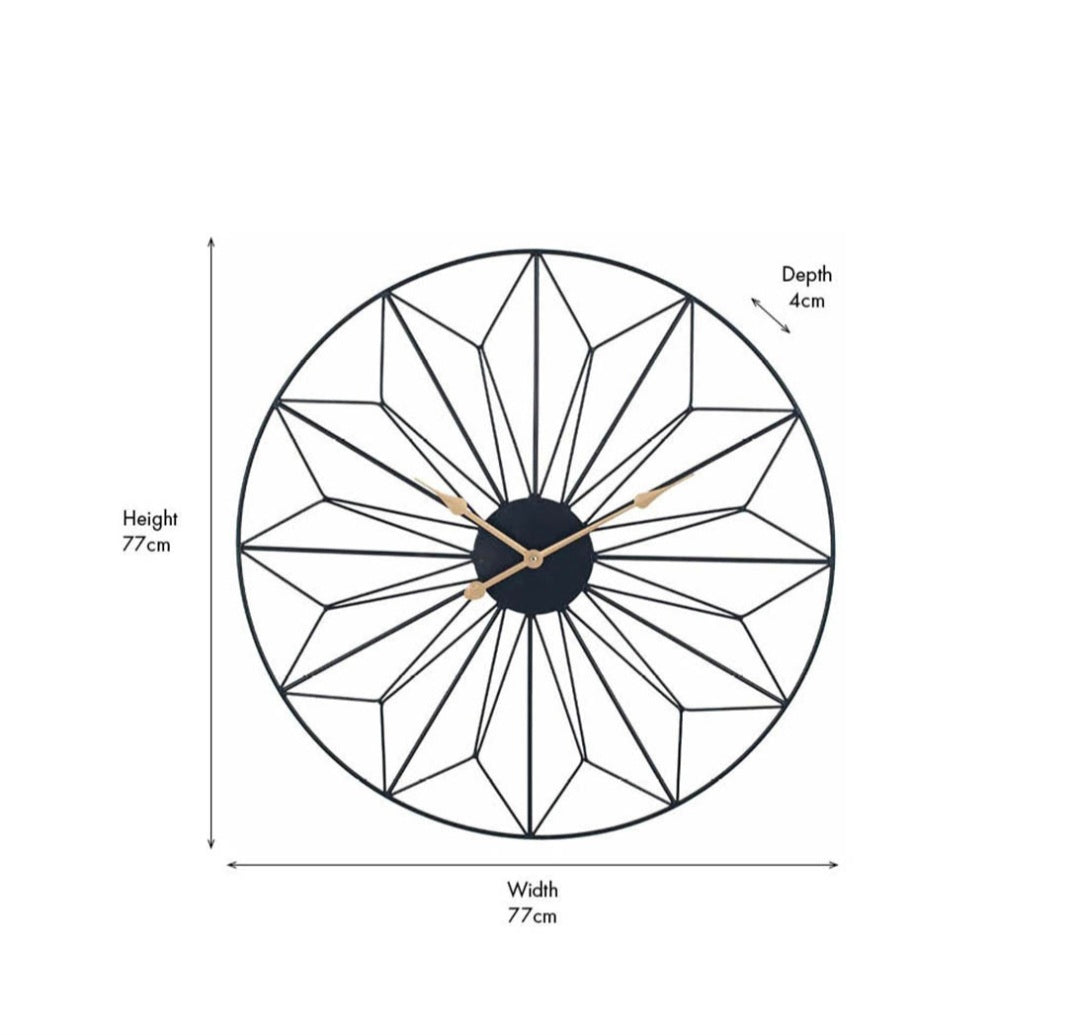 Black Metal Geo Design Round Wall Clock