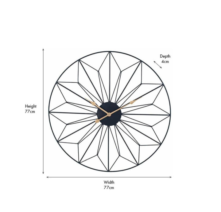 Black Metal Geo Design Round Wall Clock