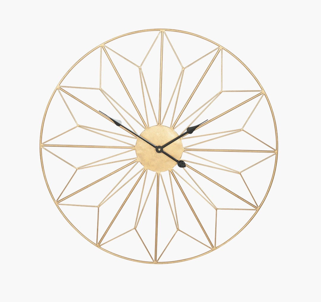 Gold Metal Geo Design Round Wall Clock