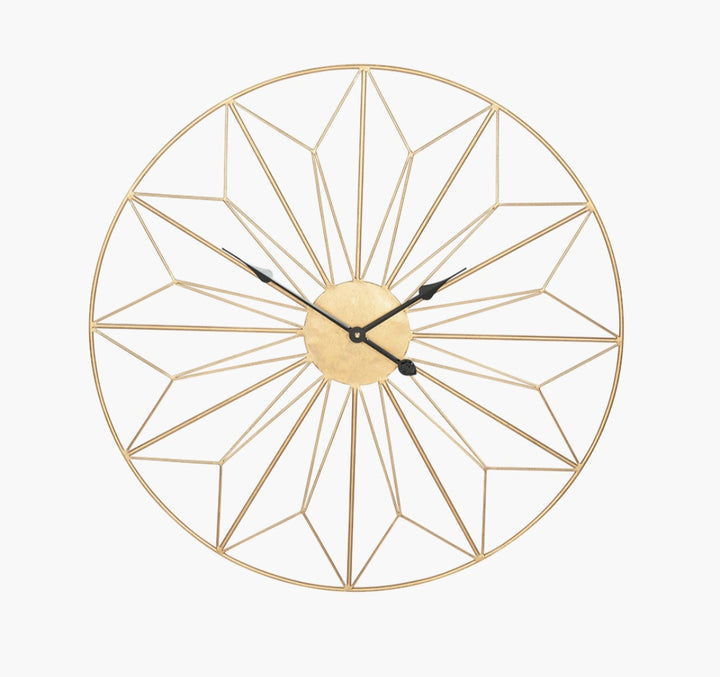Gold Metal Geo Design Round Wall Clock