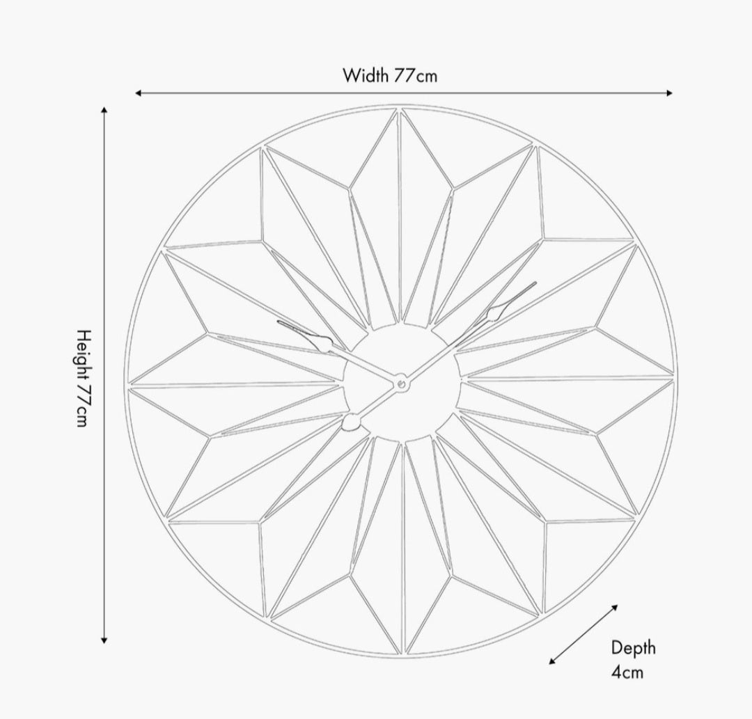 Gold Metal Geo Design Round Wall Clock