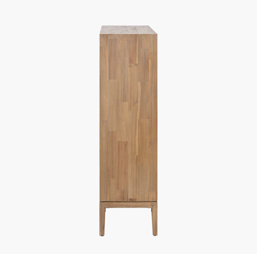 Gio Black and Natural Acacia Wood 3 Door, 2 Drawer, 2 Niche Shelf Unit
