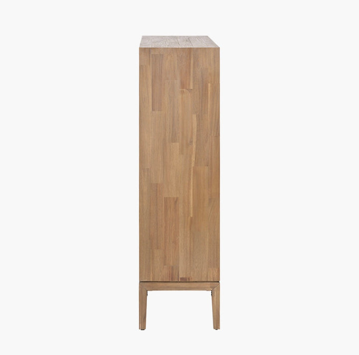 Gio Black and Natural Acacia Wood 3 Door, 2 Drawer, 2 Niche Shelf Unit