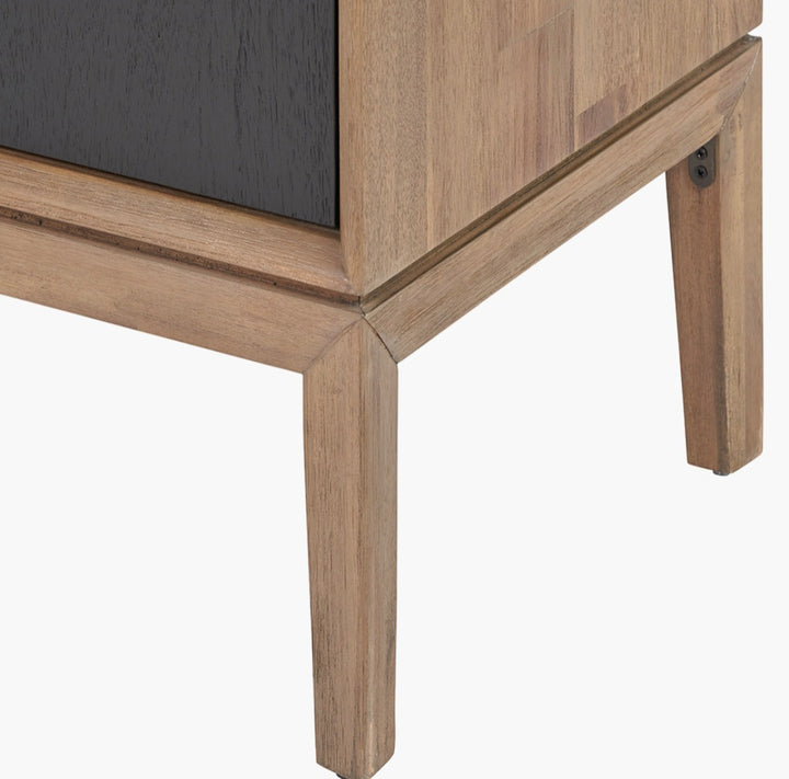 Gio Black and Natural Acacia Wood 3 Door, 2 Drawer, 2 Niche Shelf Unit