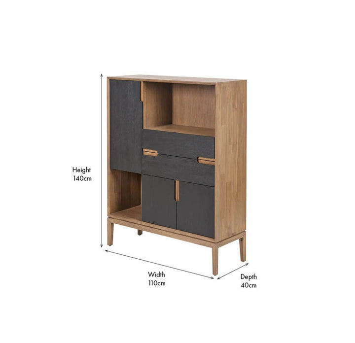 Gio Black and Natural Acacia Wood 3 Door, 2 Drawer, 2 Niche Shelf Unit