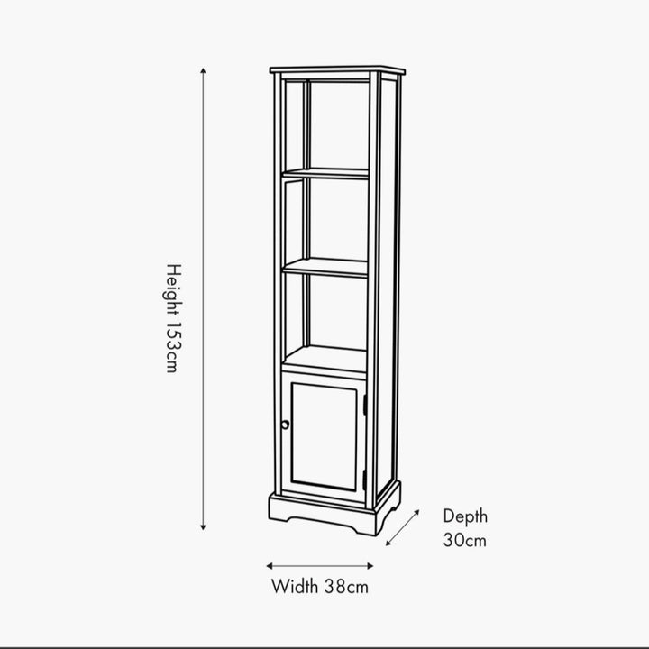 Croft Linen Pine Wood Slim 1 Door 3 Shelf Unit