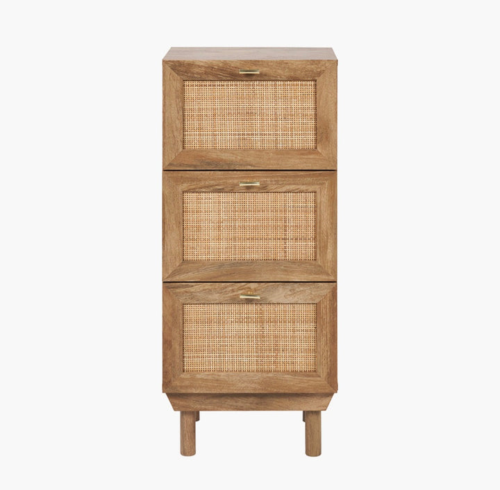 Henrik Natural Rattan 3 Drawer Tall Unit