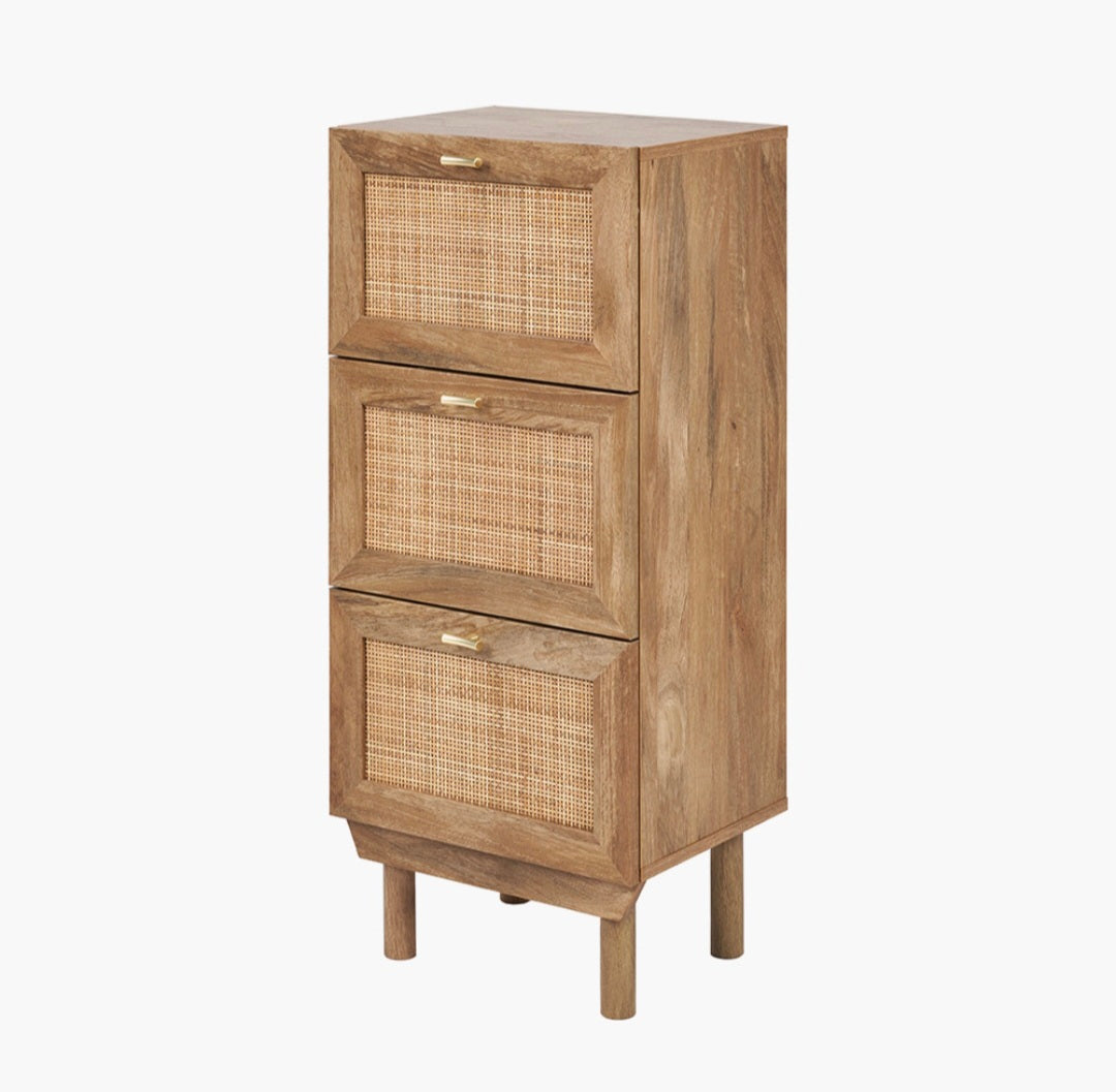 Henrik Natural Rattan 3 Drawer Tall Unit