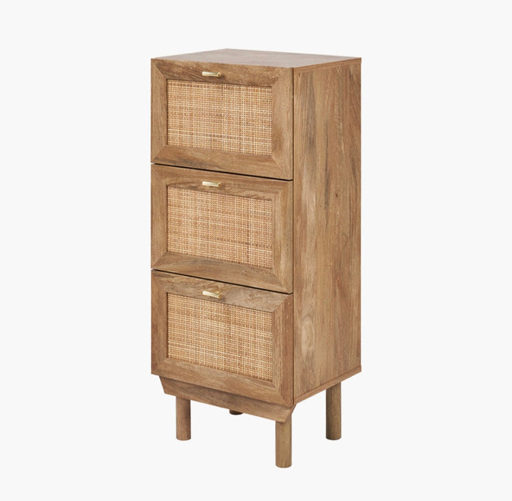 Henrik Natural Rattan 3 Drawer Tall Unit