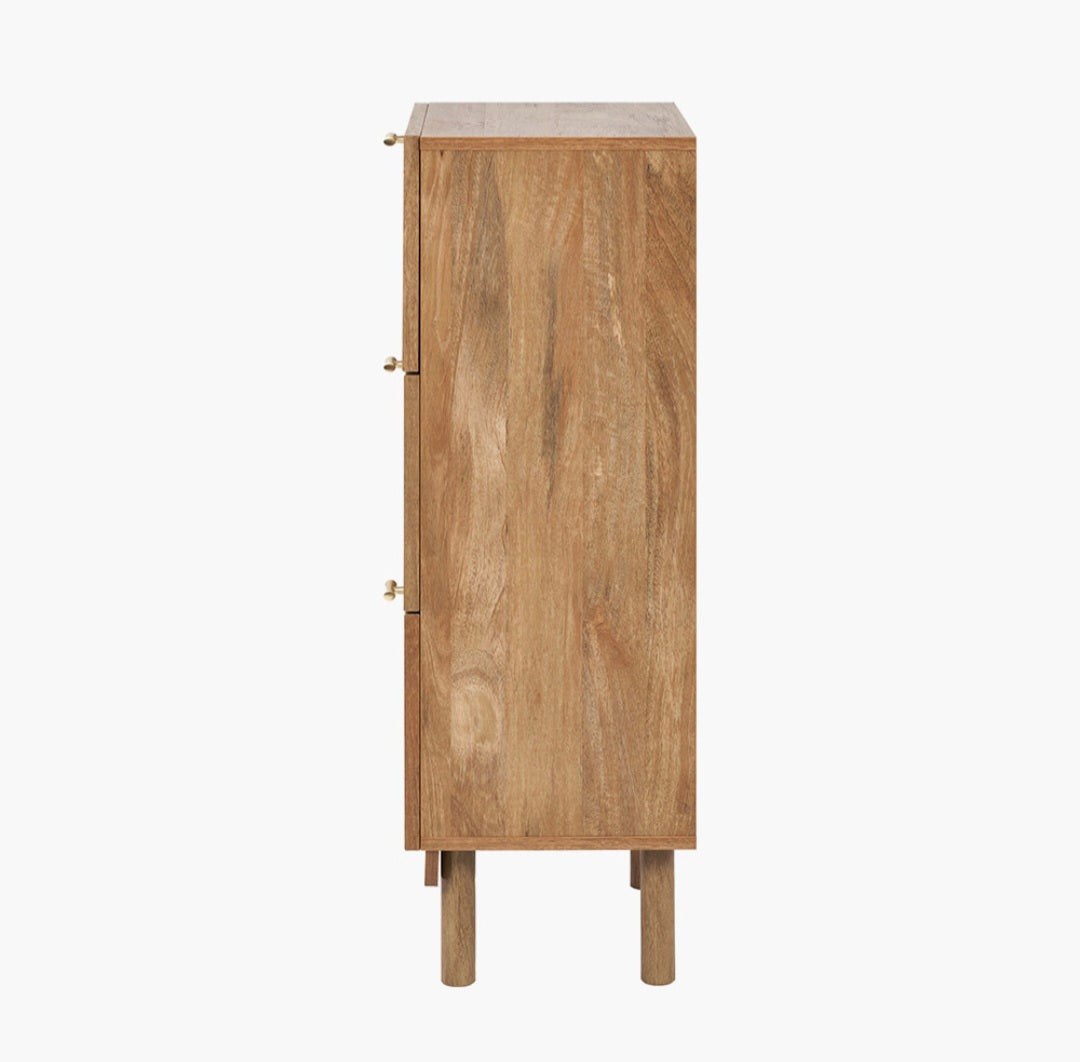 Henrik Natural Rattan 3 Drawer Tall Unit