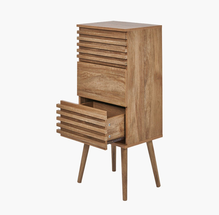 Larvik Natural Eucalyptus Wood 3 Drawer Tall Unit