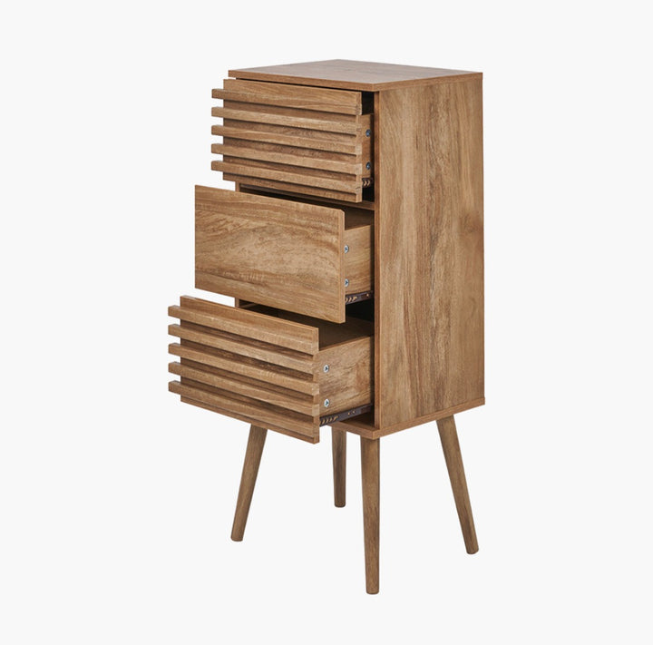 Larvik Natural Eucalyptus Wood 3 Drawer Tall Unit