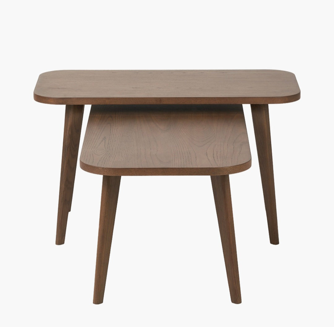 Elias Dark Ash Wood Retro Set of 2 Coffee Tables