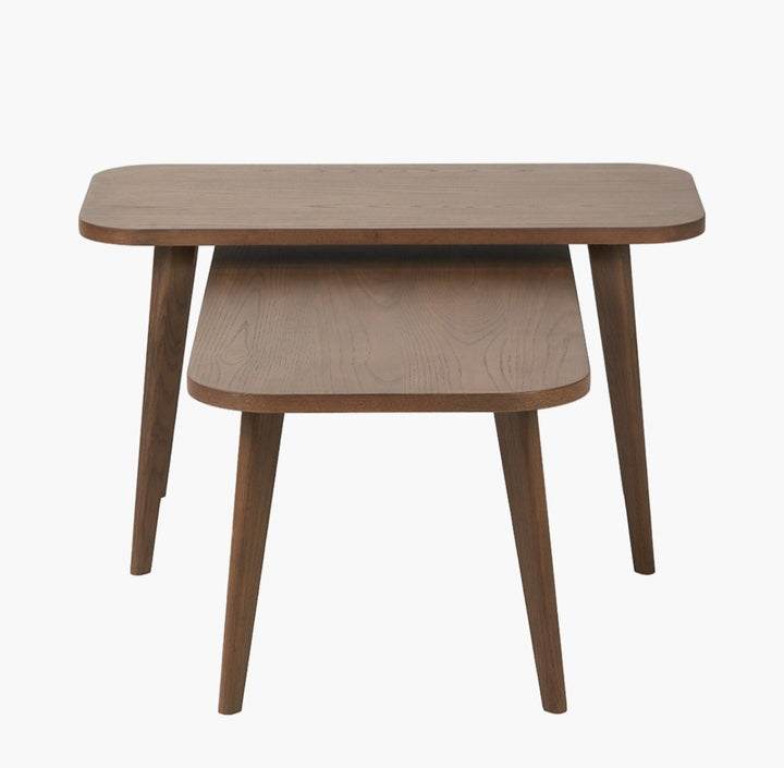 Elias Dark Ash Wood Retro Set of 2 Coffee Tables