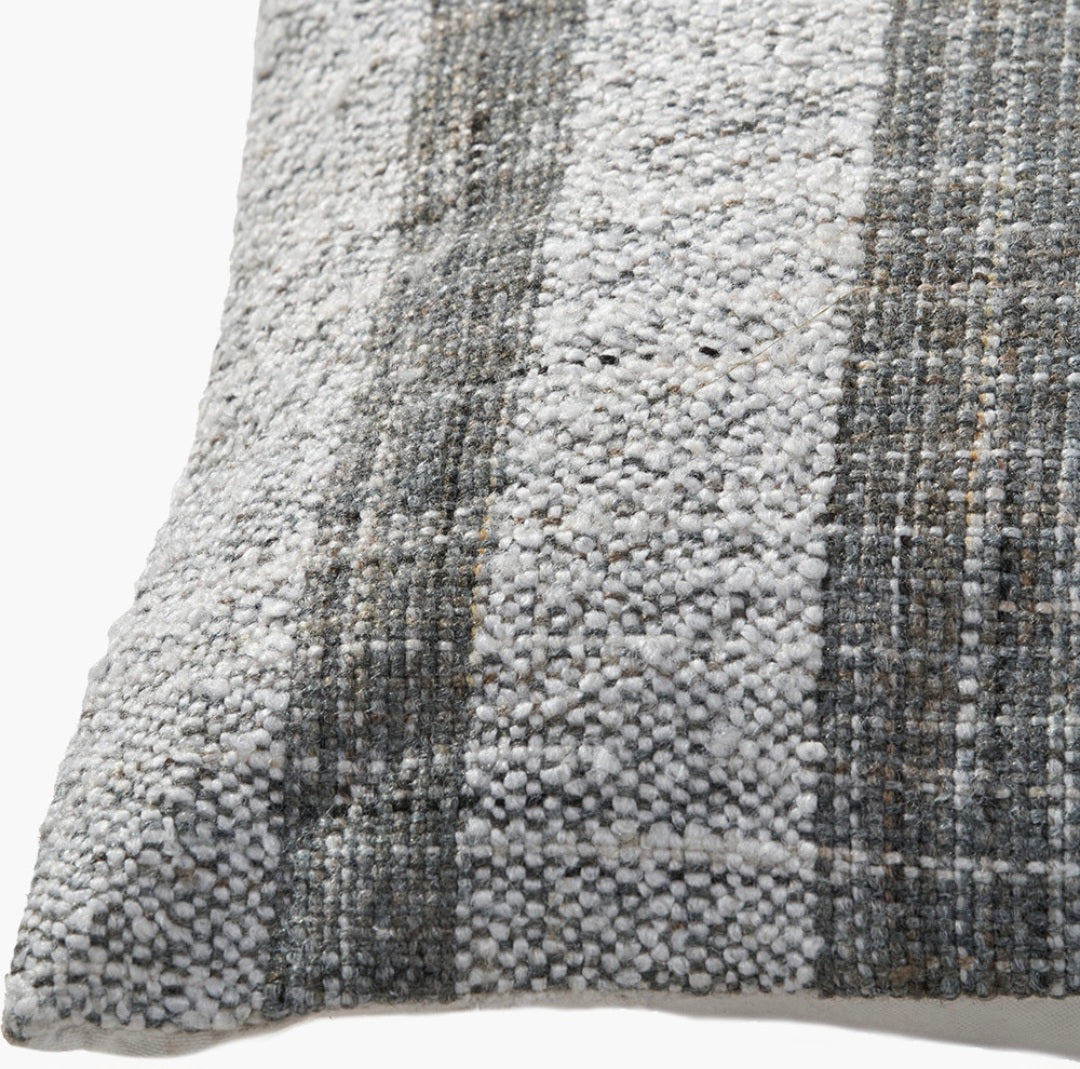 Indoor Outdoor Steel Grey and White Stripe Design Scatter Cushion