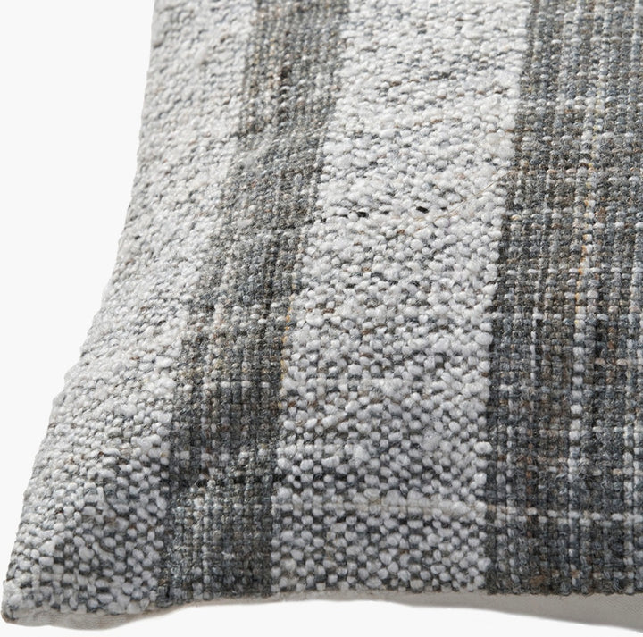 Indoor Outdoor Steel Grey and White Stripe Design Scatter Cushion
