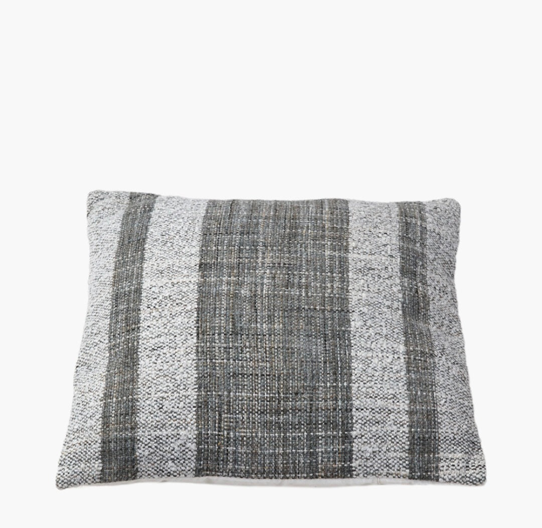 Indoor Outdoor Steel Grey and White Stripe Design Scatter Cushion