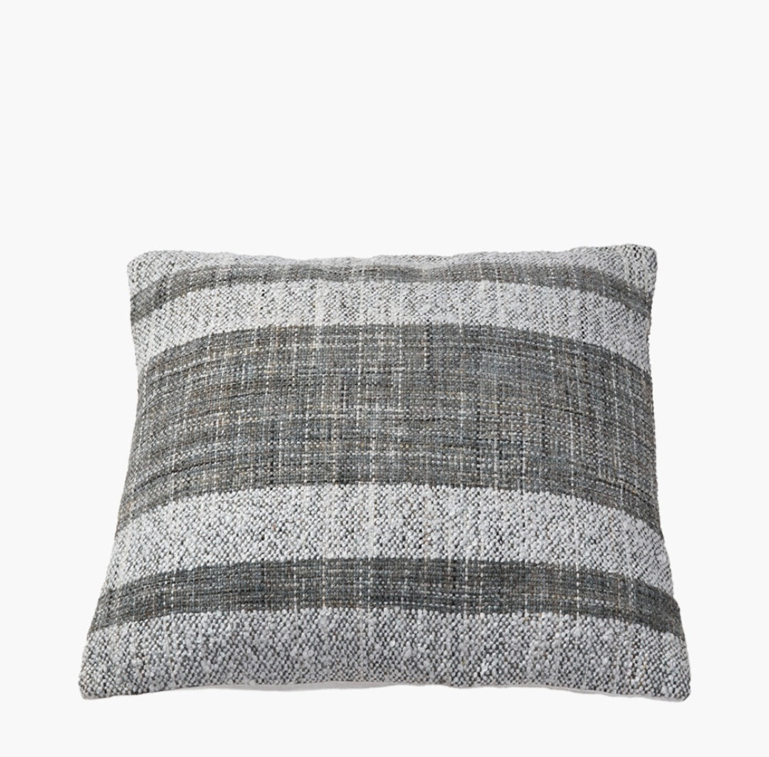 Indoor Outdoor Steel Grey and White Stripe Design Scatter Cushion