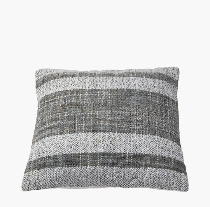 Indoor Outdoor Steel Grey and White Stripe Design Scatter Cushion