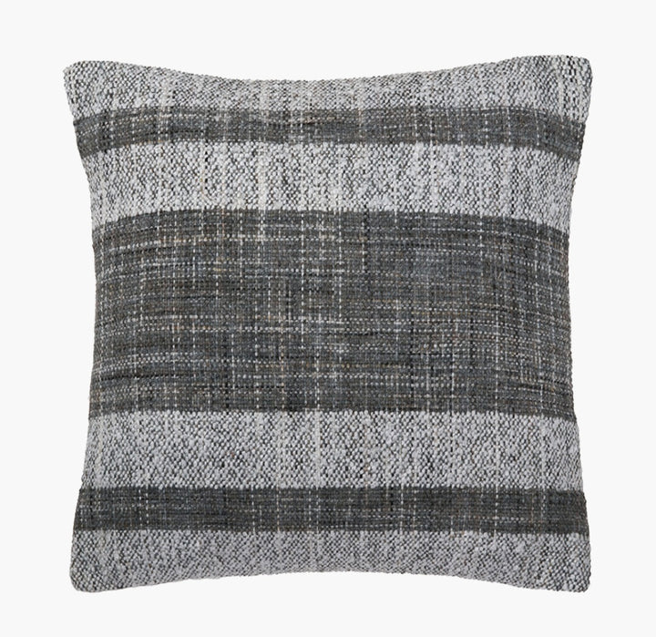 Indoor Outdoor Steel Grey and White Stripe Design Scatter Cushion