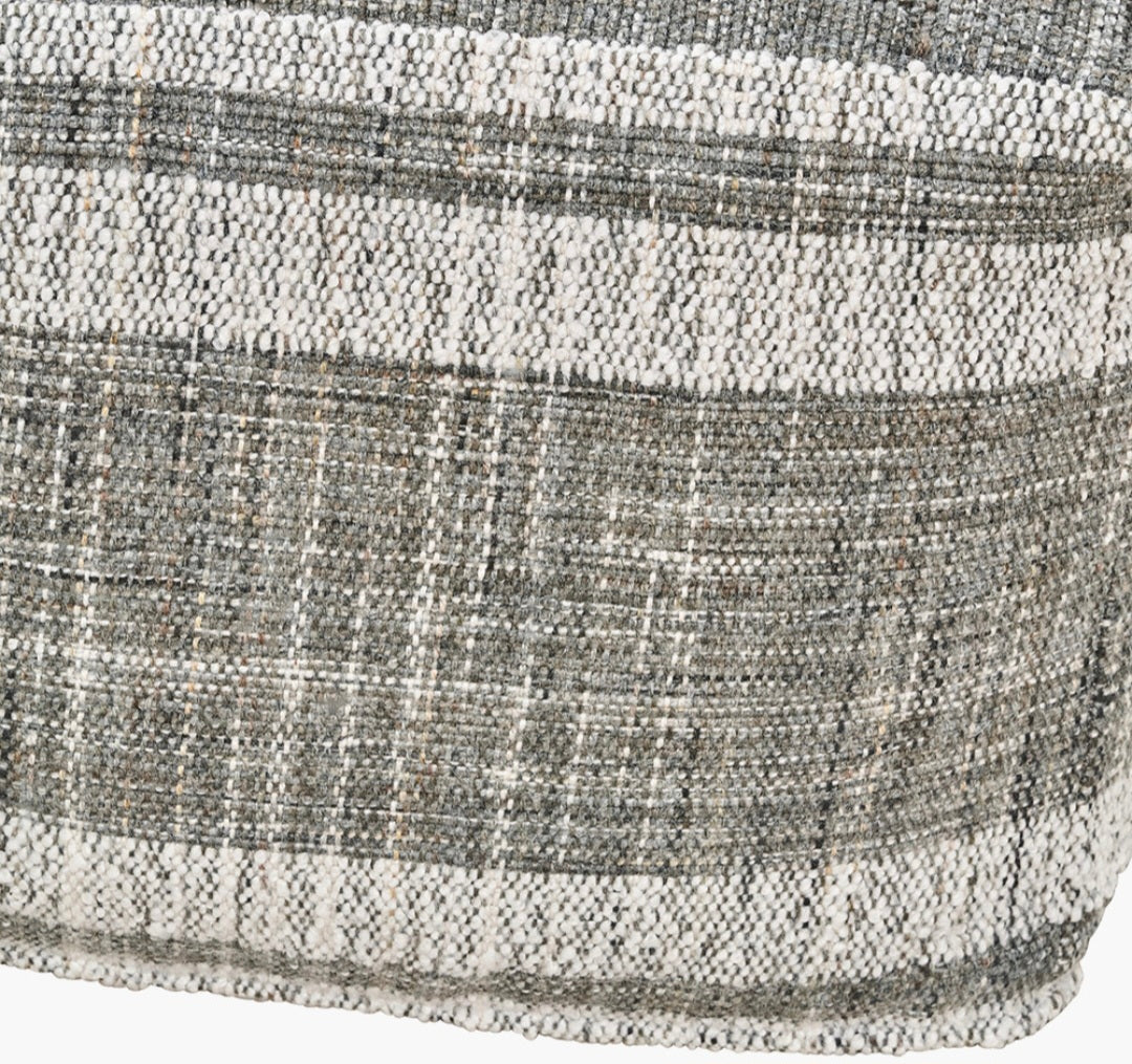 Indoor Outdoor Steel Grey and White Stripe Design Pouffe