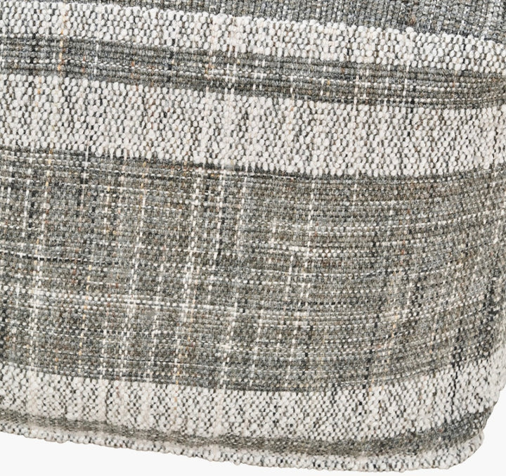 Indoor Outdoor Steel Grey and White Stripe Design Pouffe