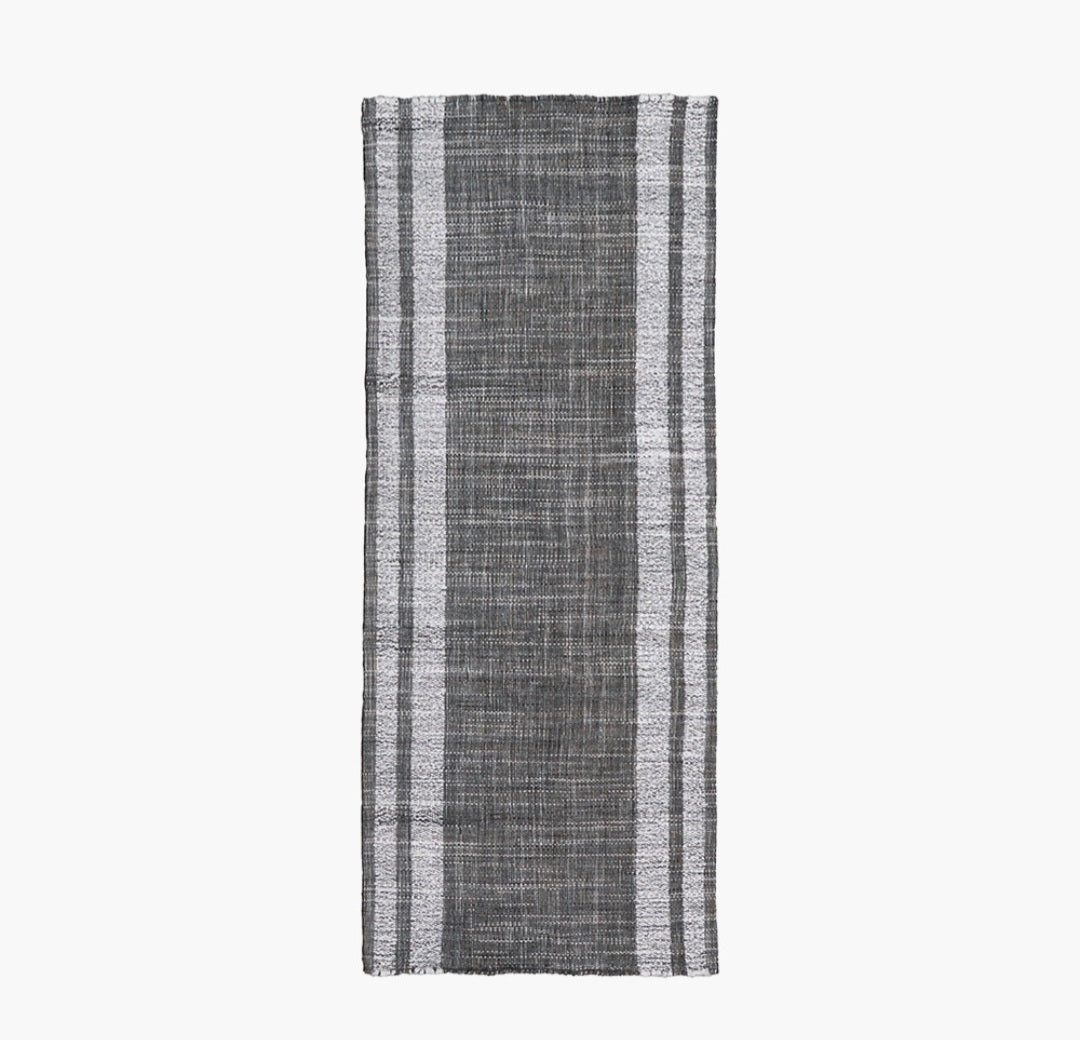 Indoor Outdoor Steel Grey and White Stripe Design Runner