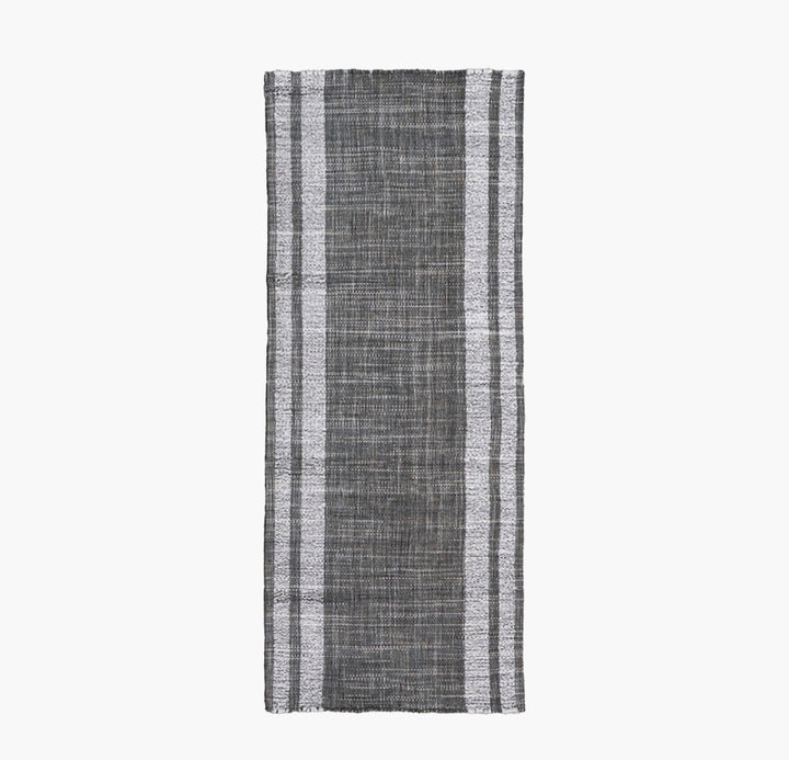 Indoor Outdoor Steel Grey and White Stripe Design Runner