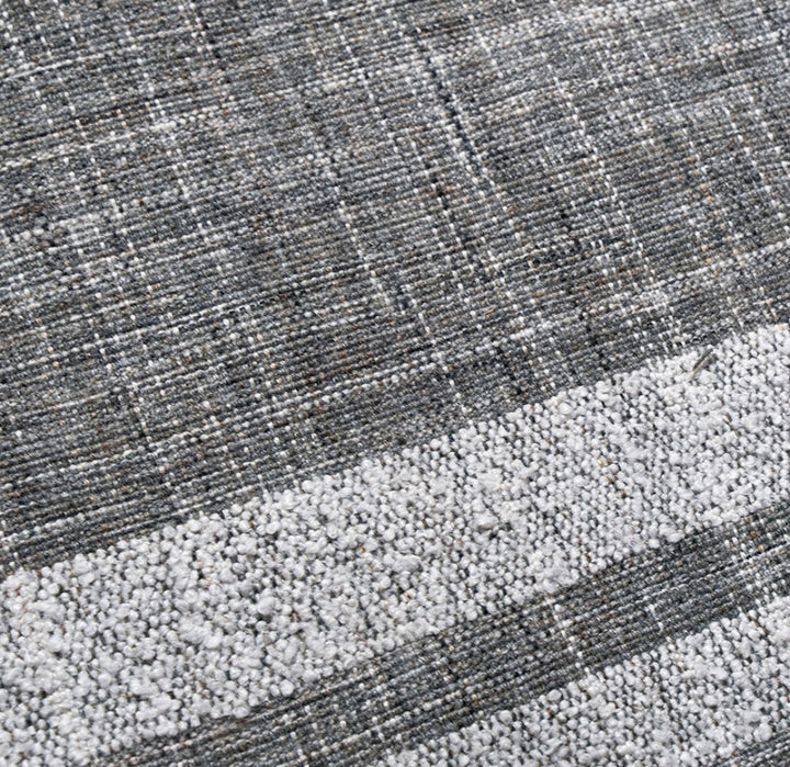 Indoor Outdoor Steel Grey and White Stripe Design Runner