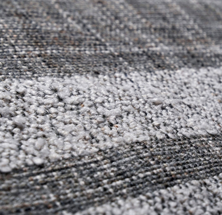 Indoor Outdoor Steel Grey and White Stripe Design Runner